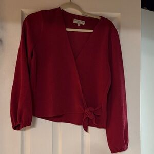 Elegant Red Wrap Blouse